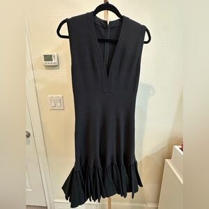 Alaïa black ribbed knit sleeveless fit-and-flare mini dress Sz 42 GREAT Conditio